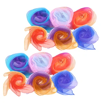 12 бр. Цветни шалове, за да се изяви, детски игрални шалове, жонглирующий шифоновым шал