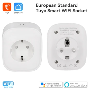 Европейският Wifi Smart Plug Energy Monitor Wifi гласови дистанционно управление Алекса Google Home Smart Life, Sasha