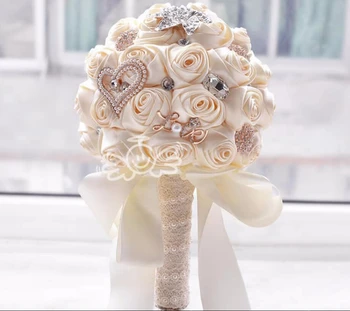 9 цвята Прекрасни сватбени цветя, букети за младоженци, изкуствен букет, искрящи кристали с перли, 2018 buque de noiva