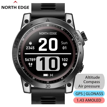 NORTH EDGE 2023 Нови GPS Часовници Мъжки Спортни Смарт Часовници HD AMOLED Дисплей, На 50 М АТМ Алтиметър Барометър Компас Smartwatch за Мъже