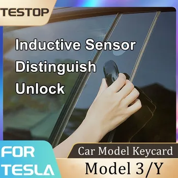 Ключодържател от кола, пръстен-ръкав, карта за Tesla Model 3/Y 2023, аксесоари, форма на модел на превозното средство и карта за ключове, автомобилни части за интериора