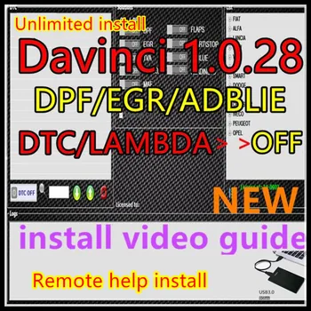 2023 гореща продажба на Davinci 1.0.28 Неограничена Активиране на КЛАПАНИ DPF EGR ADBLUE OFF софтуер ЗА ECU ЧИПТЮНИНГА DAVINCI V1.0.28 Win7/8/10