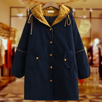 Ново дамско зимно палто, яке 2023, благородна однотонная ежедневни връхни дрехи с качулка, дамски дрехи, Manteau Femme X152