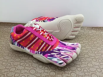 Градинска дамски розов камуфляжная обувки с пет пръста, пешеходни маратонки, дишащи бързо съхнещи леки маратонки с 5 пръста