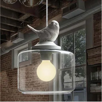Скандинавски модерен декор под формата на птици от смола, окачена лампа с led крушка за спални, ресторант, бар, детска стая, вътрешно осветление