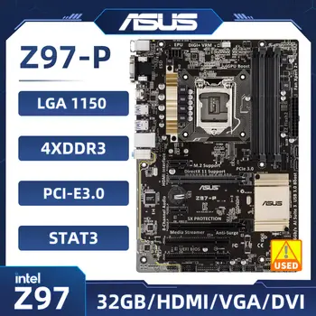 Дънна платка LGA 1150 ASUS Z97-P 4 × DDR3 дънна Платка Intel Z97 DDR3, 32 GB 4 X SATA III USB3.0, процесор intel Core i7/i5/i3, PCI-E 3.0
