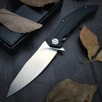 D2 джобен сгъваем нож с 420 нож, дръжка G10, открит тактически инструмент за самозащита, остър джобен нож за защита на