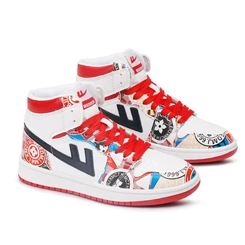 Дамски обувки с висок берцем на оригиналната марка Warrior 2023, модерни ежедневни маратонки с анимационни герои, кожени маратонки за шиене, обувки със звезди