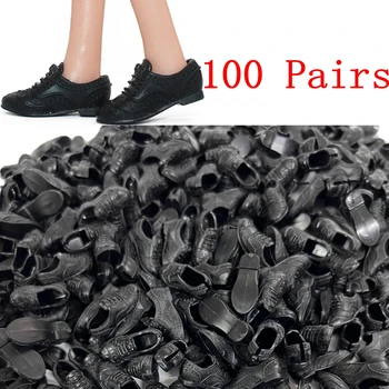 NK Едро, 100 чифта модерни черни обувки, модерни спортни обувки на равна подметка за кукли Барби, сандали, аксесоари за кукли 1/6, играчката 