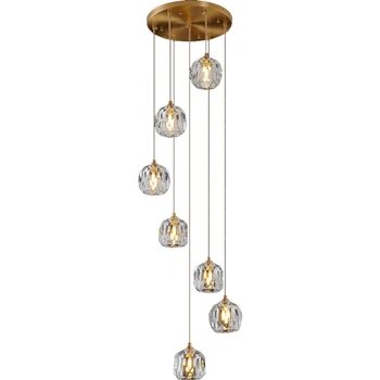 Креативен окачен лампа с кристали за вили, проход, стълбище, две диференцирани окачен лампа с кристали, един модерен минималистичен led лампа, окачена лампа в скандинавски стил
