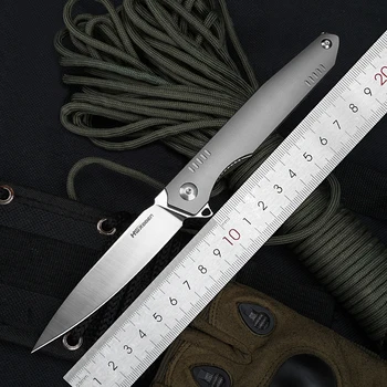 HWZBBEN M390 сгъваем джобен нож с титанов дръжка EDC Колекция от инструменти за оцеляване Подарък е Подходящ за лов, оцеляване в къмпинг