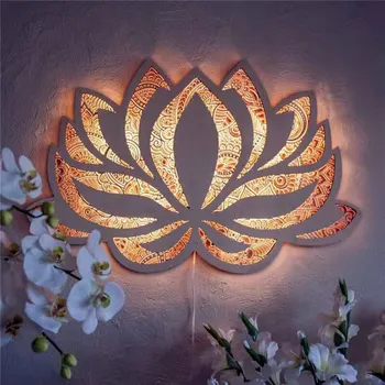 1 бр. Цвете Мандала, изкуство за йога, декоративни орнаменти, Мандала, нощна светлина за йога, монтиране на украса за дома, интериор на стаята