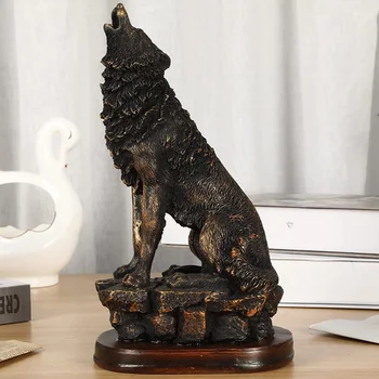 Статуята на вълк от смола, украса за вашия дом офис сбирка декоративни фигурки на животни, скулптура и декорация за масата в хола, една етажерка