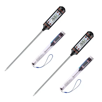 2X Термометър за храни, термометър за готвене, Кухненски термометър термометър за месо, дълга сонда за Дигитален термометър за месо