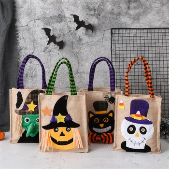 Креативен подарък за Хелоуин Нетканая чанта, Черна шапка, Тиква Вещица Терор Призрак Фестивал Вечерни украса Подпори Подарък чанта за пазаруване