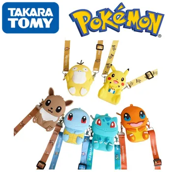 Аниме-фигурки pokemon, Пикачу, Eevee, силиконова кавайная модерна чанта през рамо, зашити внимателно, красиви детски играчки, подарък