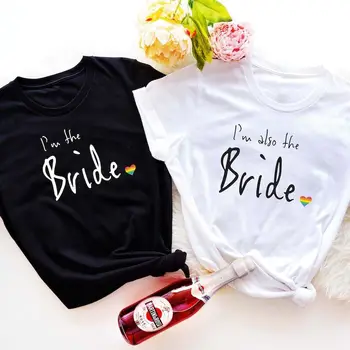 Сватбена Риза I ' m The Bride Pride, Сватба Парти за Две Булки, Подарък За моминско парти За Гейовете, Риза За Душата на Булката от 100% Памук y2k
