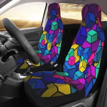 Калъф за авто седалка Cubes с потребителски печат, гъвкав преден протектор, аксесоари, комплект с възглавници
