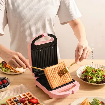 Вафельница сэндвичница многофункционална лека машина за закуска двустранно нагревательная хлебопечка малък тостер