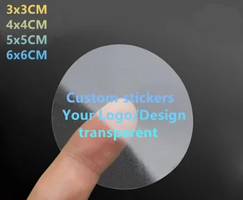 1000ШТ Потребителски етикети Безплатен печат на лого Сватбени етикети с напечатани дизайн прозрачна залепваща кръг на етикета стикер подарък бележки