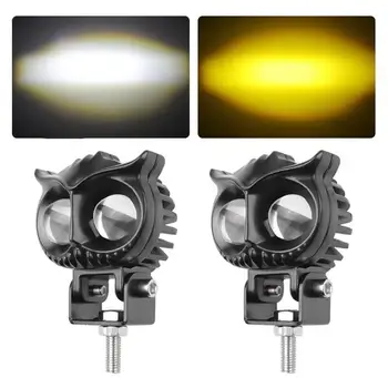 Електрически прожектор Owl за мотоциклет - двуцветен led светлини бял и жълт цвят, 20 W, 12-36 В