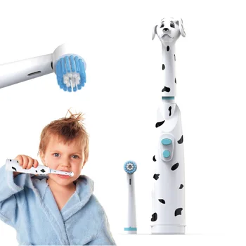 Прахоустойчив калъф играчка тип, детска електрическа четка за зъби с кръгла глава, мека щетинная дюза за почистване на детските зъби