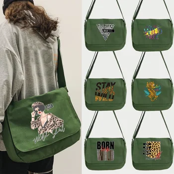 2023 Дамска чанта холщовые тийнейджърските си чанта през рамо с див принтом дамски чанти-незабавни посланици дамски ежедневни чанта тийнейджърката чанта през рамо чантата си