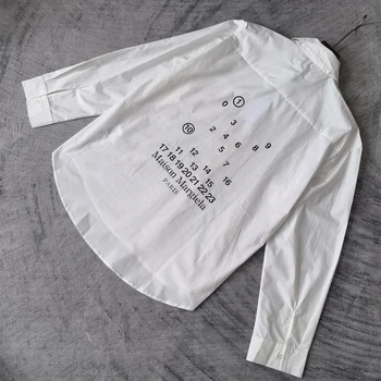 Риза с дълги ръкави MM6 Magilar за мъже и жени, четири ъглови шевове, цифри, букви, ризи с принтом, дрехи