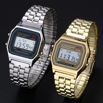 Дамски Мъжки часовници унисекс, златни, сребърни, черни, реколта led цифрови спортни военни ръчен часовник, електронен цифров подарък, подарък за мъж