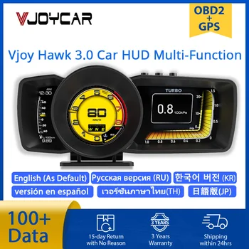 Vjoy Hawk 3.0 Авто HUD, богат на функции таблото, централен дисплей, OBD2 + GPS, с интелигентни скоростомер, автоматичен сензор, алармена система с турбо