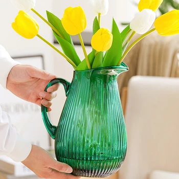 Хидропоника, ваза за цветя, естетически стъкло, модерен кухненски ръкавици, подови ваза, украса от бели гъбички, селска къща, домашен декор