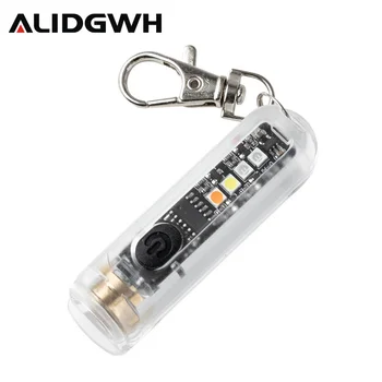 ALIDGWH Мини-Фенерче Многофункционален 400ЛМ Ключодържател, с UV осветление RGB Color Type-C Бързо Зареждане за Ежедневно носене 5 бр.