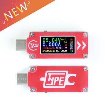 TC64 USB Волтметър амперметър измерване на напрежение, ток мултицет батерия PD зареждане power bank, Type-C цветен LCD USB-тестер