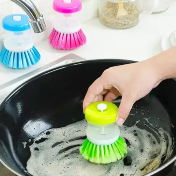 Четка за миене на съдове с дозатор сапун, чистящая пластмасова четка за тенджери, четка за миене на съдове с твърда четка, четка за почистване на дома, кухненски инструменти