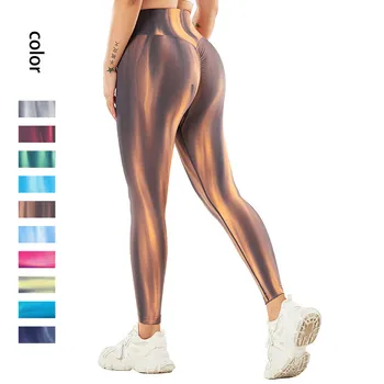 Популярни жените безпроблемно гамаши за йога с Aurora 3D принтом, висока еластичност, за фитнес, дълги панталони