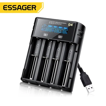 Зарядно Устройство Essager 18650 Универсална Акумулаторна Батерия Зареждане За AA AAA Йонни Литиево йонна USB Батерии, Зарядно Устройство 4 2 Слота