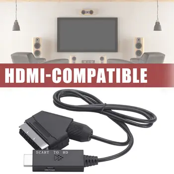 Кабел-конвертор, който е съвместим със Scart и HDMI, аудио-видео адаптер, кабел конвертор с дължина 1 м за HDTV STB, аксесоари за преобразуватели VHS на DVD