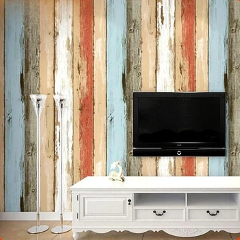PVC тапети ностальгическая ретро дървена зернистая ивица на средиземно море 53 см x 9,5 м на еко-цветни