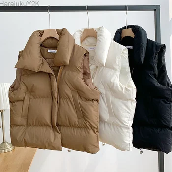 Жилетка за външната търговия, дамска есенно-зимна новост 2022, корейската версия, без памук жилетка голям размер, къса яке