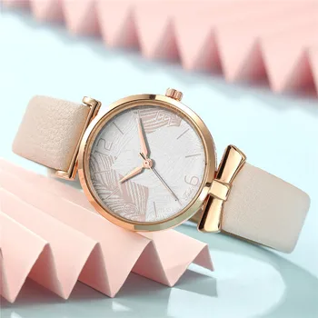 Нови модни дамски часовници с листа, кожена каишка, елегантен дамски часовник, дамски часовник, кварцов с ежедневните си ръчен часовник, подарък Relogio Feminino