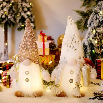 Коледно Джудже с Подсветка, Шапка, Ръчно изработени в скандинавски стил, Подарък За Празниците под формата на Плюшено Елф, Коледна Украса За Масата