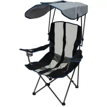 Оригинален стол с балдахин - сгъваем стол къмпинг, тайлгейтов и дейности на открито - тъмно-синята ивица
