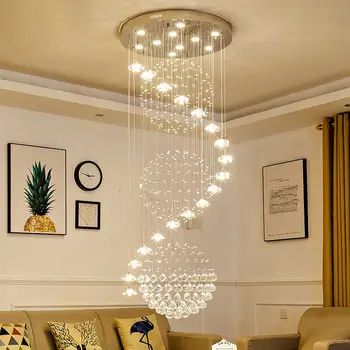 Модерна дълго стълбище, кристален полилей, осветление за помещения, окачен лампа, лъскава кристален полилей в стил loft