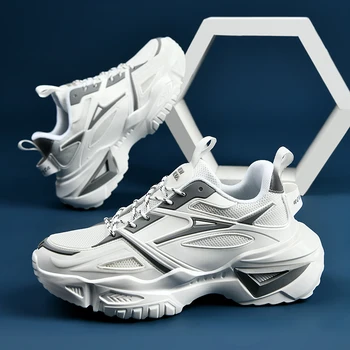 Мъжки маратонки 2021, нови дишащи обувки, мъжки масивна обувки, за разходки на открито, удобна бяла, спортни обувки Zapatillas Hombre