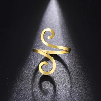 Голямо спиральное пръстен от неръждаема стомана, дамски пръстени, златен цвят, регулируеми пръстени на палеца, минималистичные бижута, 2023, подарък за Свети Валентин, на новост