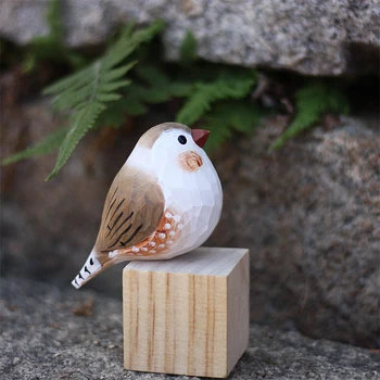 Птица ръчно изработени, вырезанная от масивна дървесина, за офис, фигурки от перли, аксесоари за украса на дома