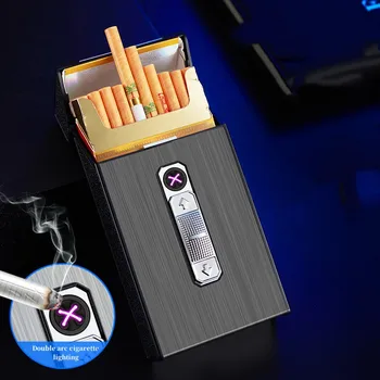 Градинска ветрозащитная USB импулс беспламенная двухдуговая запалка с 20 пакети цигари, водоустойчив преносима турбинная горелка, необичайна запалка