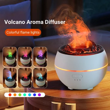 Дифузор за ароматерапия Volcano 360 мл, дифузер за ароматизиране на етерични масла с цветни светлини, домашен ултразвуков овлажнител за въздух със студена мъгла