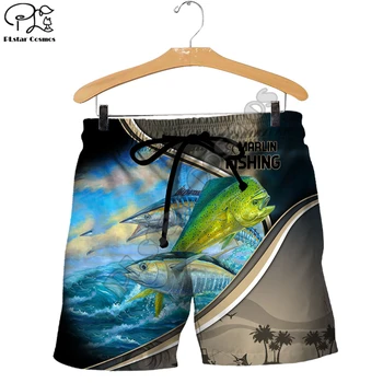 PLstar Cosmos Marlin Риболовни Модни Дамски Обувки с 3D Принтом За Мъже, Летните Забавни Ежедневни Панталони с Цветни Рибки, Плажни Къси Панталони В стил-1