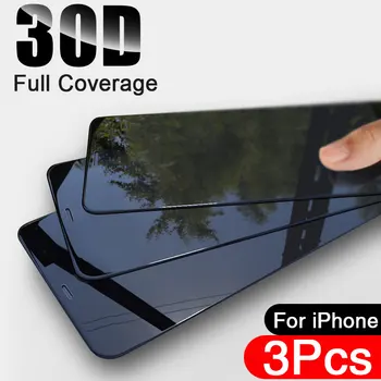Защитно фолио с черен ръб за iPhone 12 11 13 Pro Max XR XS Max 3D Защитно закалено стъкло за iPhone 12 13 Mini Film